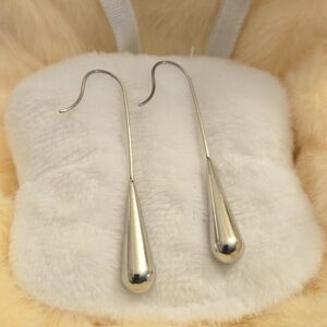 Sterling Silver Teardrop Drop Earrings - Silver